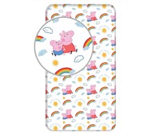 Prześcieradło bawełniane su gumką 90x200 Świnka Peppa Pig 9507 vaikams JF 02