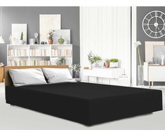 Juoda paklodė su guma 160x200 cm čiužiniui, medvilnės džersis su elastanu, guma 25 cm aukščio čiužiniui, elastinga patalynė be lyginimo, miegamojo tekstilė