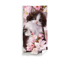 Paplūdimio / vonios rankšluostis, 70x140 cm, su katino motyvu
