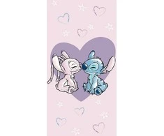 Rankšluostis Ręcznik plażowy 70x140 Lilo and Stitch Love rožinė dziecięcy bawełniany Kids25
