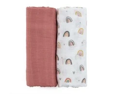 Petite&amp;Mars Misty - bambuko muslino vytinys, 2 rinkinys | Rožė