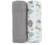 Patalynės komplektas Petite&amp;Mars Misty - bambuko muslino vytinys, 2 rinkinys | Pilka