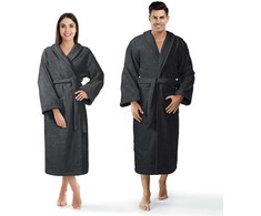 Medvilninis kilpinis chalatas, unisex viešbučio stiliaus chalatas, 450 g/m² tankis, sugeriantis medvilninis chalatas, kelių ilgio namų chalatas, minkštas vonios drabužis