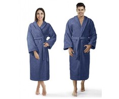 Medvilninis kilpinis chalatas, unisex dizainas, 450 g/m², iki kelių, su kišenėmis ir diržu, viešbučio stiliaus chalatas, minkštas namų drabužis