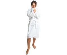 Unisex medvilnės ir lamos vilnos chalatas, baltas XL dydis, 450 GSM sugeriantis kilpinis audinys, minkštas chalatas poilsiui namuose