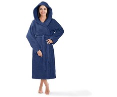 Medvilninis frotinis chalatas su gobtuvu, unisex viešbučio stiliaus chalatas, 450 g/m² sugerianti medvilnė, kelių ilgio namų chalatas, minkštas vonios chalatas