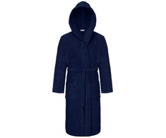 Medvilninis frotinis chalatas su gobtuvu, unisex viešbučio stiliaus chalatas, 450 g/m² svoris, ilgis iki kelių, su kišenėmis ir diržu, minkštas namų drabužis