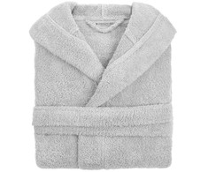 Medvilninis kilpinis chalatas su gobtuvu, unisex XXL dydis, 450 g/m² tankis, kelius siekiantis viešbučio stiliaus chalatas, pilkas medvilninis chalatas su kišenėmis, vonios apranga
