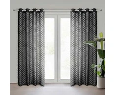 Eurofirany Užuolaida, 135x250 cm, su pomponais, paruoštos žiedinės užuolaidos, modernus langų dekoras, elegantiškas kambario interjeras