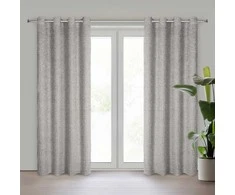 Eurofirany Sidabrinė užuolaida 135x250 cm, su moherio siūlų detalėmis ir metalinėmis kilpomis, moderni poliesterio langų uždanga, stilingas namų dekoras