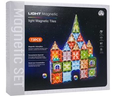 3D magnetinių blokelių rinkinys su foniniu apšvietimu, 75 vnt