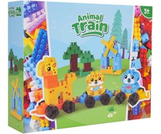 Lean Toys Gyvūnų traukinio didelis kaladėlių rinkinys