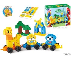 Lean Toys Gyvūnų traukinio didelis kaladėlių rinkinys