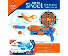 Lean Toys Mėlyna 5in1 Airplane Launcher Gun Mėlyna