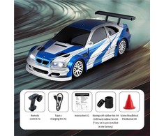 Nuotoliniu būdu valdomas drift automobilis 1:43 mėlynas su priedais