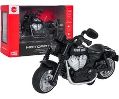 Lean Toys Metalinis motociklo juodas su šviesų ir garso funkcija