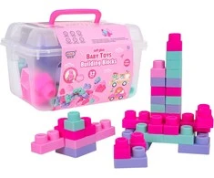 Lean Toys Rožinė Soft Blocks Set 32 ​​pcs. Rožinė + Suitcase
