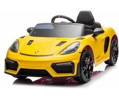 Elektromobilis Porsche 718, lakuotas geltonas