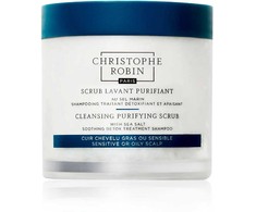 Christophe Robin Valomasis valomasis šveitiklis su jūros druska detoksikuojantis šveičiamasis šampūnas riebiai galvos odai 250 ml