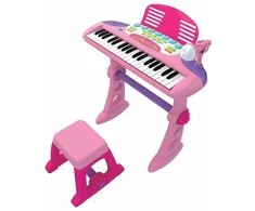 Pianinas su kėdute ir mikrofonu vaikams, rožinis