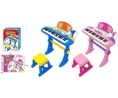 Pianinas su kėdute ir mikrofonu vaikams, rožinis