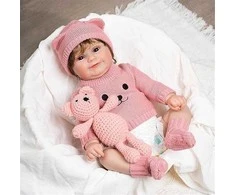 Realistiškos išvaizdos lėlė kūdikis Hoomai Doll, rožinis