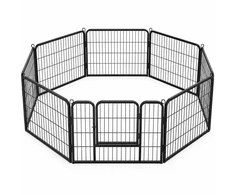 Metalinis aptvaras gyvūnams su durelėmis, 8 dalių, juodas, 60 cm (Nemokamas pristatymas)