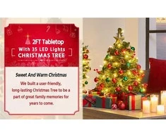 Yaheetech 60 cm aukščio stalo Kalėdų eglutė su 35 LED lemputėmis (Nemokamas pristatymas)