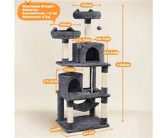 🐱 Didelė kačių draskyklė su hamaku – tamsiai pilka 158 cm (Nemokamas pristatymas)
