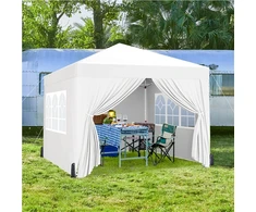 ⛺ Sulankstoma pavėsinė 3 × 3 m su sienelėmis – balta (Nemokamas pristatymas)