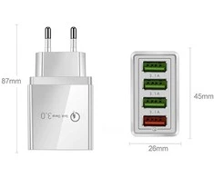 Modux Sieninis įkroviklis Quick Charge 3.0 4x USB