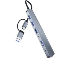 Avernus USB Šakotuvas Hub 7in1 USB A / USB C į USB 3.0 / 4 x USB 2.0 / USB C DC x 2