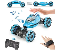 RC automobilis, valdomas nuotolinio valdymo pultu ir rankų gestais, mėlyna