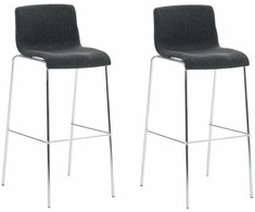 Mville 2 baro kėdžių rinkinys „Hover“ audinys, 4 kojų rėmas, tamsiai pilkos spalvos, chromas