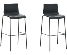 Mville 2 baro kėdžių rinkinys HOVER plastikinis 4 kojų rėmas juodas, juodas