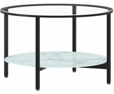 Arbatos staliukas, juodas ir marmuro, 70cm, grūdintas stiklas