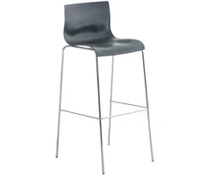 Mville Hover baro kėdė, plastikinė, 4 kojų pagrindo, pilkos spalvos, chromuota