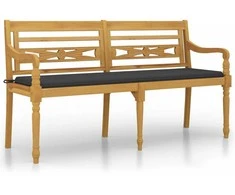 Batavia suoliukas su antracito pagalvėle, 150cm, tikmedis