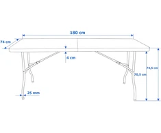 Bipohome Į dėklą sulankstomas RATTAN maitinimo stalas - 180 cm juodas