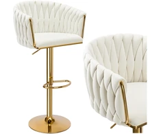 Bipohome "Cofton Gold bar hocker" kreminės spalvos baltas