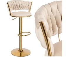 Bipohome „Tresso Gold“ baro kėdė, smėlio spalvos, „Velvet“