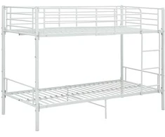 Dviaukštė lova, baltos spalvos, 90x200cm, metalas