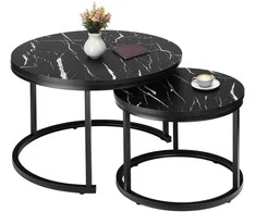 Poland Dviejų staliukų rinkinys "Galen Juodas Marble