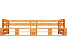 Dvivietė sodo sofa iš palečių, medaus rudos spalvos, mediena