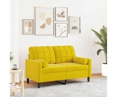 Dvivietė sofa su pagalvėlėmis, geltonos spalvos, 120cm, aksomas