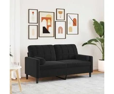 Dvivietė sofa su pagalvėlėmis, juodos spalvos, 140cm, aksomas