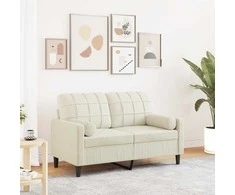 Dvivietė sofa su pagalvėlėmis, kreminės spalvos, 120cm, aksomas