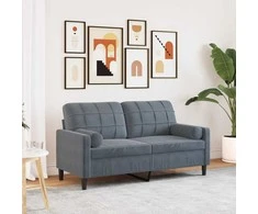 Dvivietė sofa su pagalvėlėmis, tamsiai pilka, 140cm, aksomas