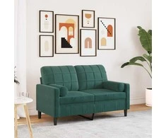 Dvivietė sofa su pagalvėlėmis, tamsiai žalia, 120cm, aksomas