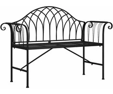 Dvivietis sodo suoliukas, juodos spalvos, 128cm, plienas
